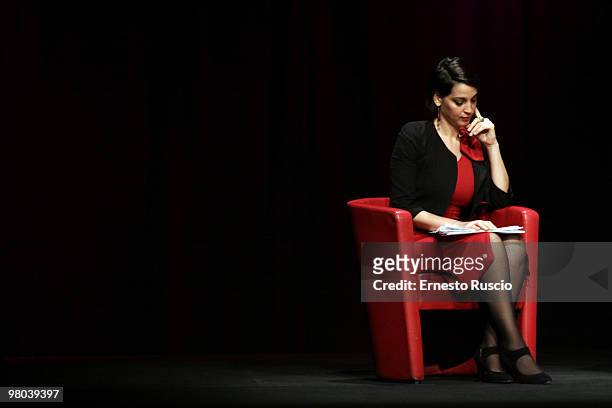 Italian actress Donatella Finocchiaro Attends Jorge Luis Borges Reading on March 24, 2010 in Rome, Italy.