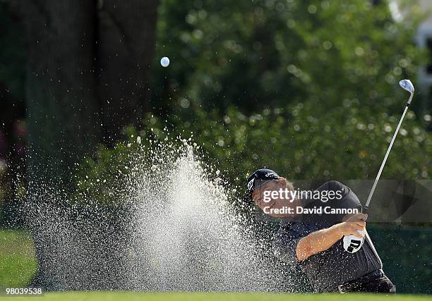 Ernie Els of South Africa plays his third shot at the 15th hole during the first round of the Arnold Palmer Invitational presented by Mastercard at...