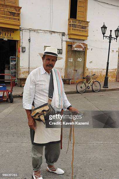 Typical Paisa man in main square Salento. The Paisas are a people who inhabit a region over the northwest Colombia in the Andes. The region is formed...