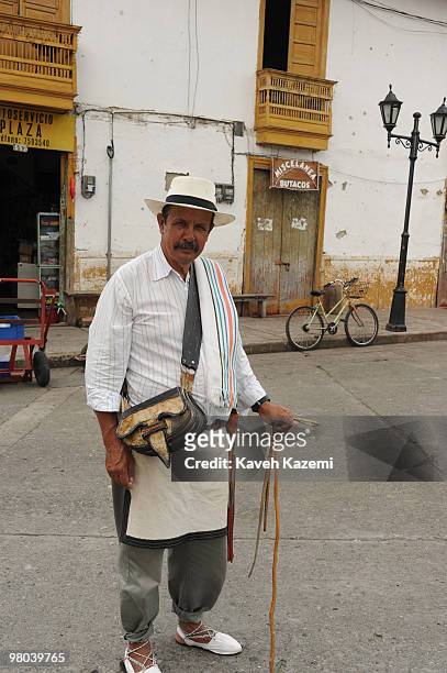 Typical Paisa man in main square Salento. The Paisas are a people who inhabit a region over the northwest Colombia in the Andes. The region is formed...