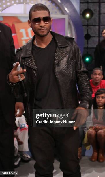 Usher visits BET's "106 & Park" at BET Studios on March 24, 2010 in New York City.