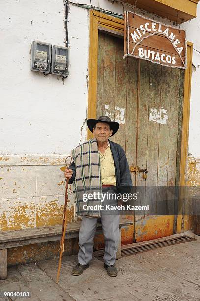 Typical Paisa man standing in main square, Salento. The Paisas are a people who inhabit a region over the northwest Colombia in the Andes. The region...