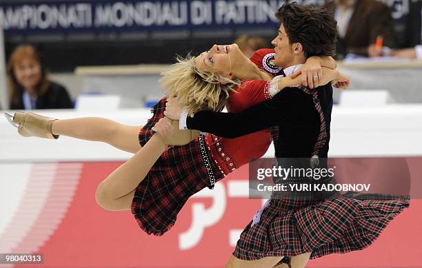 Britain's Sinead Kerr and John Kerr perform their original dance during the Ice Dance competition at the World Figure Skating Championships on March...