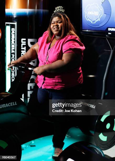 Actress Gabourey Sidibe visits the Duracell Power Lab in Times Square on December 30, 2009 in New York City.