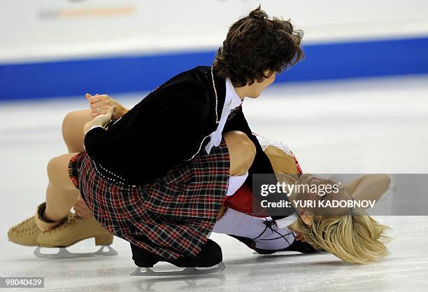 Britain's Sinead Kerr and John Kerr perform their original dance during the Ice Dance competition at the World Figure Skating Championships on March...