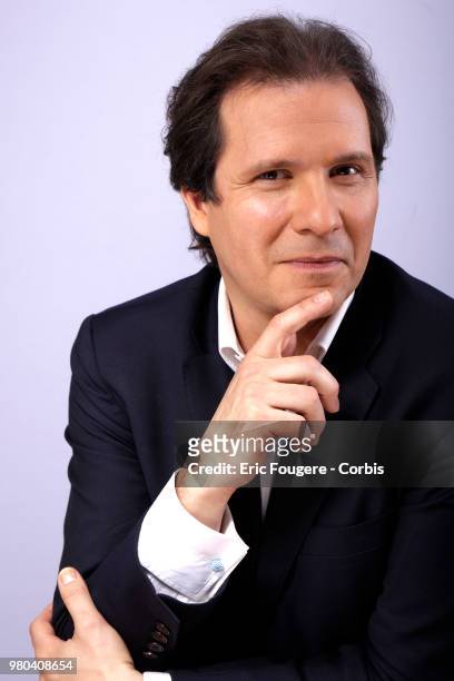 Journalist Guillaume Debre poses during a portrait session in Paris, France on .