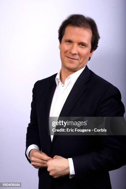 Journalist Guillaume Debre poses during a portrait session in Paris, France on .