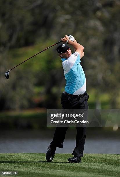 Ricky Barnes plays a shot during the first round of the Arnold Palmer Invitational presented by MasterCard held at Bay Hill Club and Lodge on March...