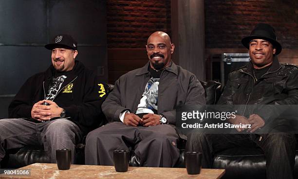 Rappers B-Real, Sen Dog and Eric "Bobo" Correa of the rap group Cypress Hill visit the fuse Studios on March 25, 2010 in New York City.