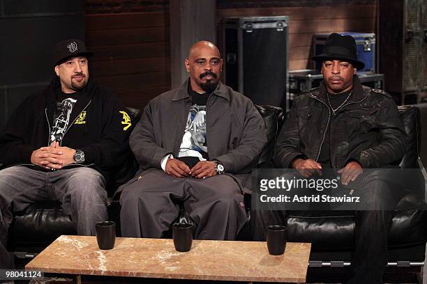 Rappers B-Real, Sen Dog and Eric "Bobo" Correa of the rap group Cypress Hill visit the fuse Studios on March 25, 2010 in New York City.