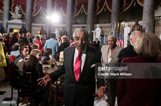 Rep. Charles Rangel attends a Women's History Month celebration at the US Capitol on March 25, 2010 in Washington DC. The event was held to honor...