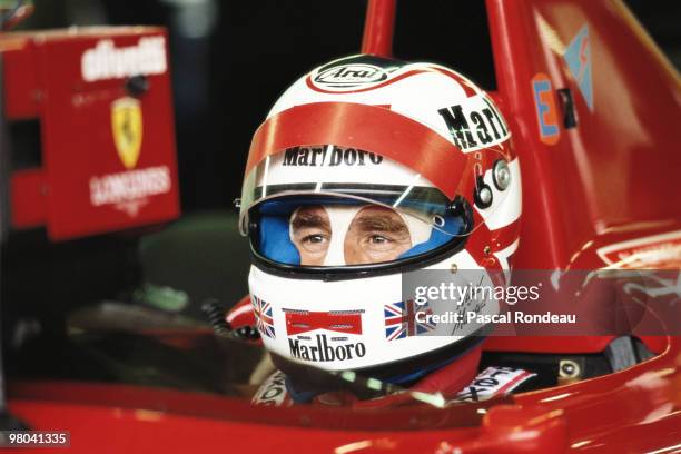 Nigel Mansell, driver of the Scuderia Ferrari 640 during practice for the Italian Grand Prix on 10 September 1989 at the Autodromo Nazionale Monza...