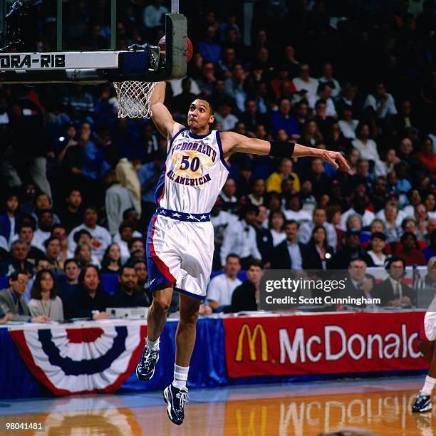 Dan Gadzuric dunks during the 1998 McDonald's High School All-American Game on March 25, 1998 in Colorado Springs, Colorado. NOTE TO USER: User...