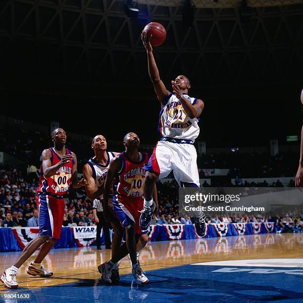 Ronald Curry shoots during the 1998 McDonald's High School All-American Game on March 25, 1998 in Colorado Springs, Colorado. NOTE TO USER: User...
