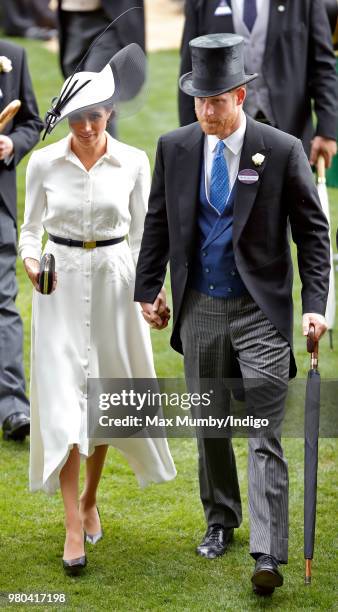 Meghan, Duchess of Sussex and Prince Harry, Duke of Sussex attend day 1 of Royal Ascot at Ascot Racecourse on June 19, 2018 in Ascot, England.