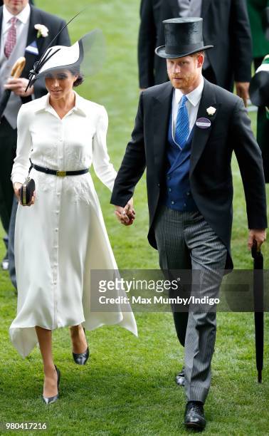 Meghan, Duchess of Sussex and Prince Harry, Duke of Sussex attend day 1 of Royal Ascot at Ascot Racecourse on June 19, 2018 in Ascot, England.
