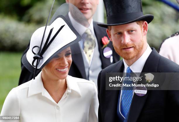 Meghan, Duchess of Sussex and Prince Harry, Duke of Sussex attend day 1 of Royal Ascot at Ascot Racecourse on June 19, 2018 in Ascot, England.