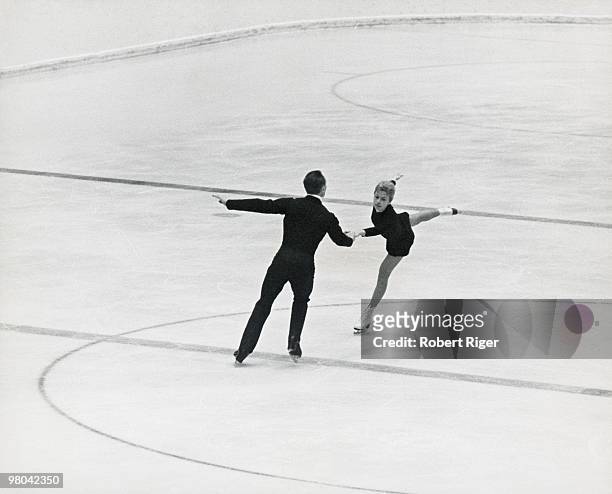 Liudmila Belousova and Oleg Protopopov of the Soviet Union compete in Pairs figure skating at the 1964 Winter Olympics on January 29, 1964 in...