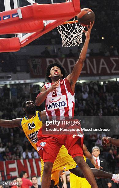 Josh Childress, #6 of Olympiacos Piraeus in action during the Euroleague Basketball 2009-2010 Play Off Game 2 between Olympiacos Piraeus vs Asseco...