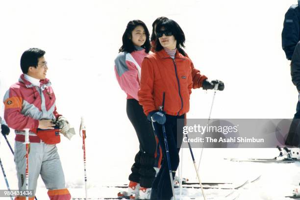 Kiko Kawashima is seen at Madarao Highland Ski Resort on February 1, 1987 in Iiyama, Nagano, Japan.