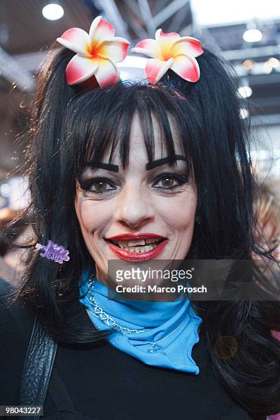 Nina Hagen attends the 2010 Leipzig Book Fair at the fair grounds on March 21, 2010 in Leipzig, Germany. From March 18 to 21 more than 2,000...