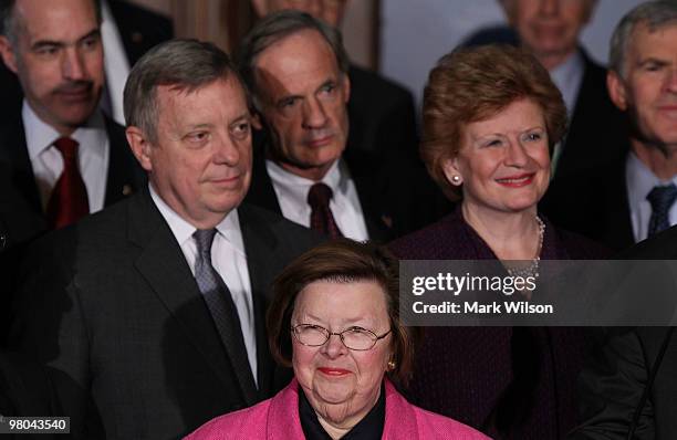 Sen. Barbara Mikulski smiles after the Senate voted on health care on Capitol Hill on March 25, 2010 in Washington, DC. The Senate approved the...