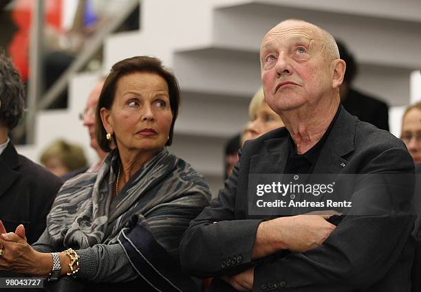 German painter Georg Baselitz looks on during a presentation of his painting 'Ein moderner Maler' at the Berlinische Galerie on March 25, 2010 in...