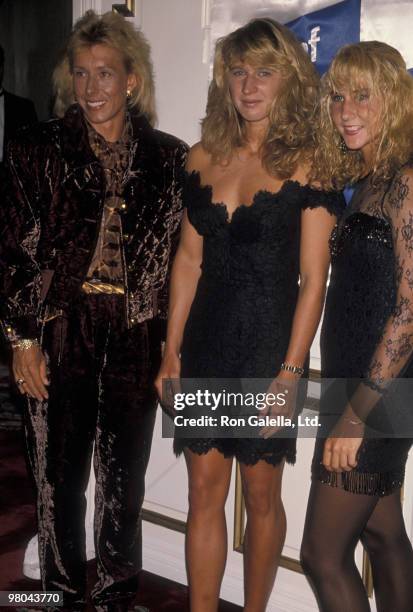Athletes Martina Navratilova, Steffi Graf and Monica Seles attend 14th Annual Women's Tennis Association Awards Dinner on August 27, 1990 at the...