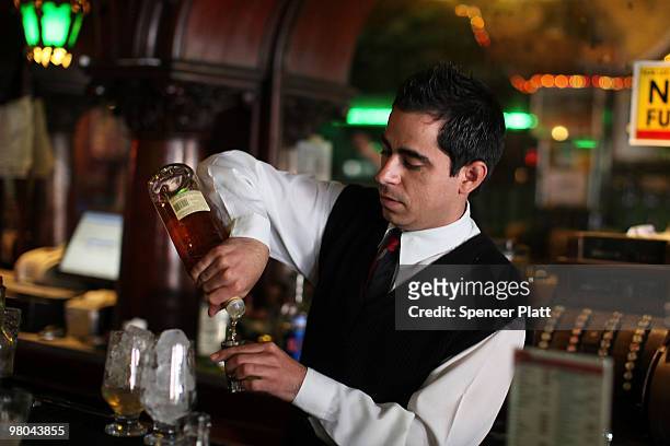 Bartender makes strawberry daiquiris at the historic Kentucky Club on March 23, 2010 in Juarez, Mexico. The Kentucky Club, once a thriving...