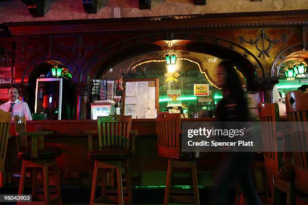 Bar stools sit empty at the historic Kentucky Club on March 23, 2010 in Juarez, Mexico. The Kentucky Club, once a thriving establishment for...