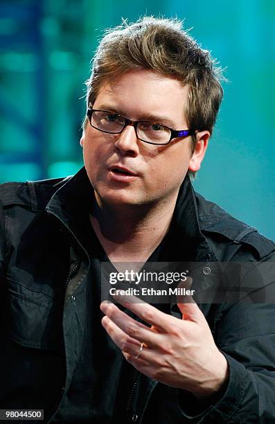 Twitter co-founder Biz Stone speaks during a round-table discussion at the International CTIA Wireless 2010 convention at the Las Vegas Convention...