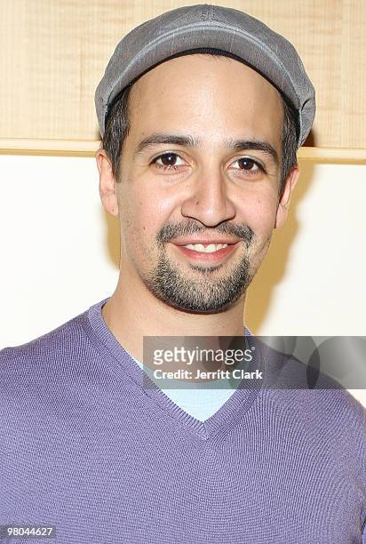 Composer, lyricist and actor Lin-Manuel Miranda attends the 2010 Hispanic Federation's 20th anniversary hosted by Hennessy at Moet Hennessy USA on...