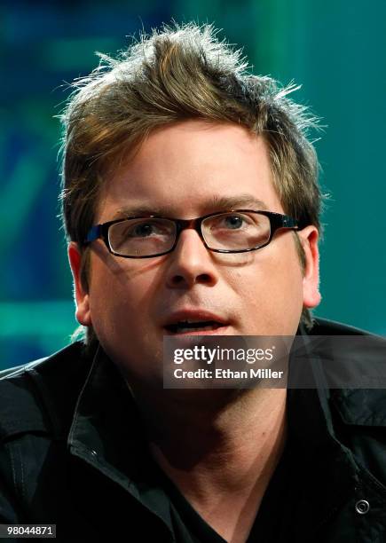 Twitter co-founder Biz Stone speaks during a round-table discussion at the International CTIA Wireless 2010 convention at the Las Vegas Convention...