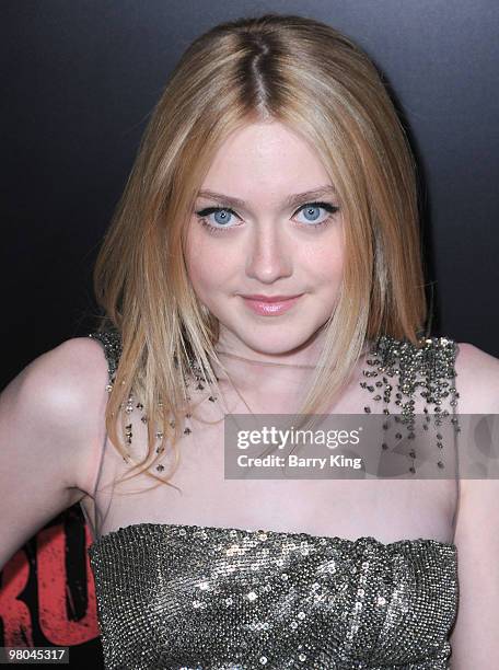 Actress Dakota Fanning arrives at the Los Angeles Premiere "The Runaways" at the ArcLight Cinemas Cinerama Dome on March 11, 2010 in Hollywood,...