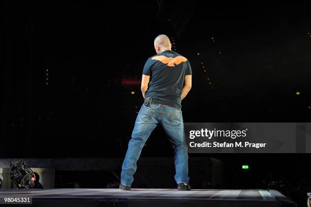 Eros Ramazzotti performs on stage at Olympiahalle on March 25, 2010 in Munich, Germany.