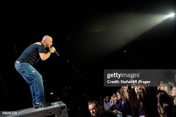 Eros Ramazzotti performs on stage at Olympiahalle on March 25, 2010 in Munich, Germany.