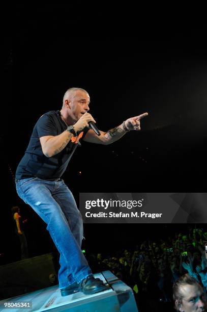 Eros Ramazzotti performs on stage at Olympiahalle on March 25, 2010 in Munich, Germany.