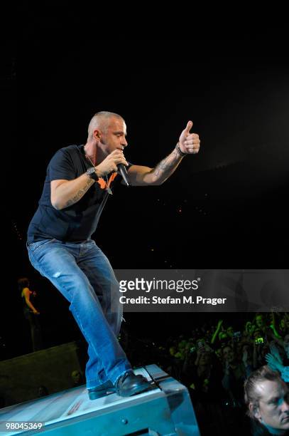 Eros Ramazzotti performs on stage at Olympiahalle on March 25, 2010 in Munich, Germany.