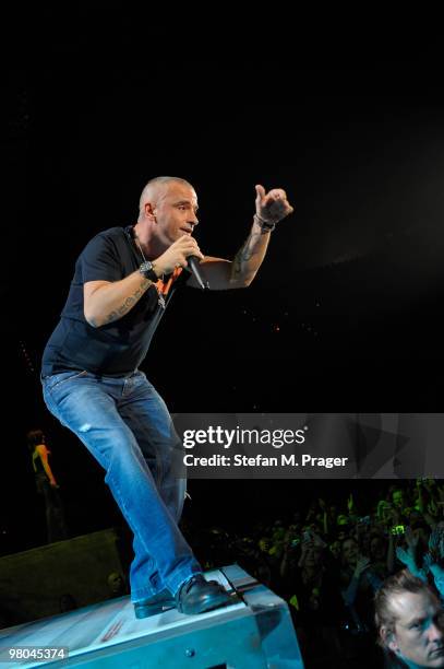 Eros Ramazzotti performs on stage at Olympiahalle on March 25, 2010 in Munich, Germany.