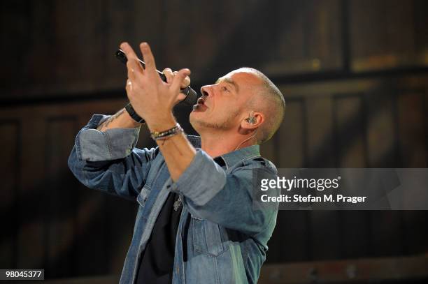 Eros Ramazzotti performs on stage at Olympiahalle on March 25, 2010 in Munich, Germany.