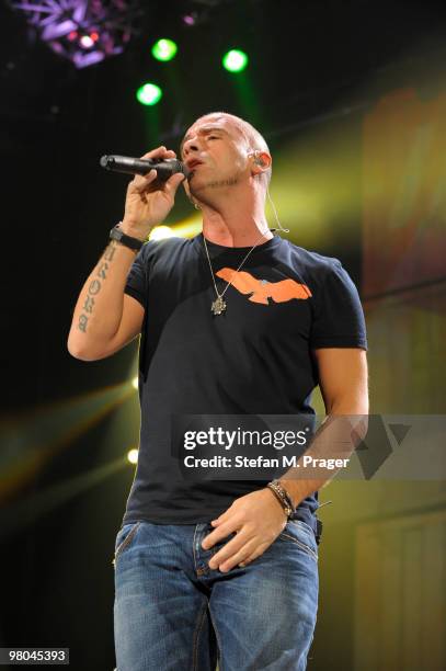 Eros Ramazzotti performs on stage at Olympiahalle on March 25, 2010 in Munich, Germany.