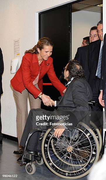 Princess Elena of Spain meets Spanish paralympic team, at the Once Foundation on March 25, 2010 in Madrid, Spain.