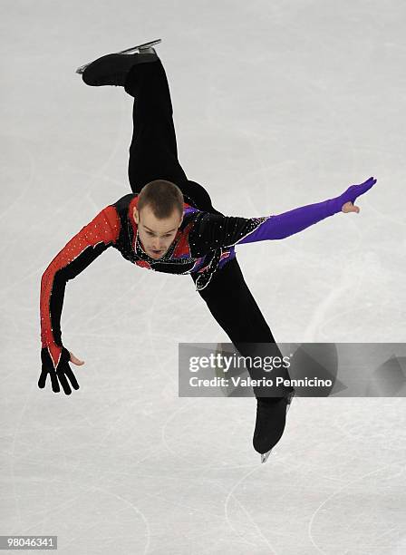 Kevin Van Der Perren of Belgium competes in the Men Free Skating during the 2010 ISU World Figure Skating Championships on March 25, 2010 in Turin,...