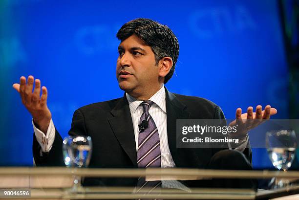 Aneesh Chopra, chief technology officer for the U.S. Government, speaks during a panel discussion at the CTIA Wireless conference in Las Vegas,...