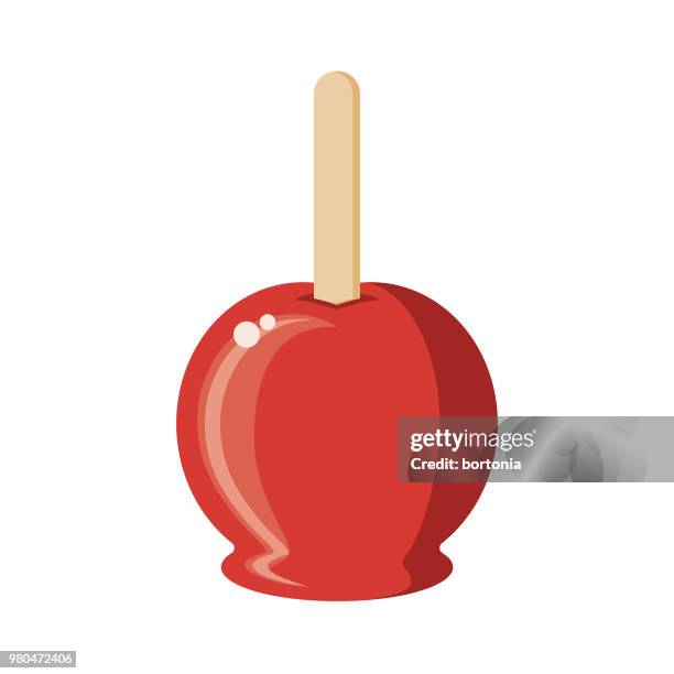 candy apple flat design dessert icon - caramel stock illustrations