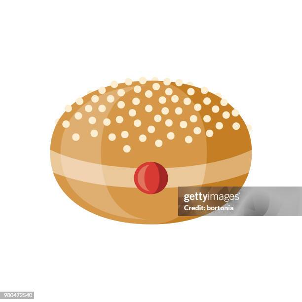 powdered donut flat design dessert icon - stuffed strawberries stock illustrations