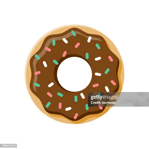 ilustraciones, imágenes clip art, dibujos animados e iconos de stock de donut diseño plano postre icono - donuts