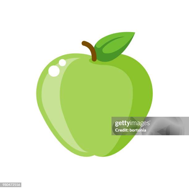 green apple flat design fruit icon - green apple stock illustrations