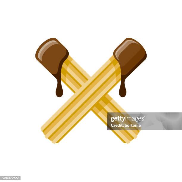 churros flat design dessert icon - churros stock illustrations