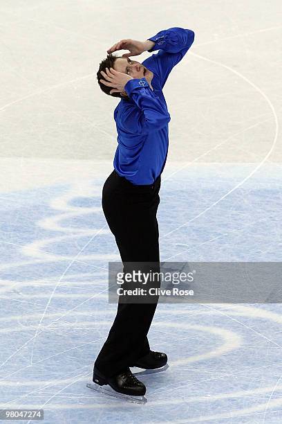 Jeremy Abbot of USA competes during the Men's Free Skate during the 2010 ISU World Figure Skating Championships on March 25, 2010 at the Palevela in...